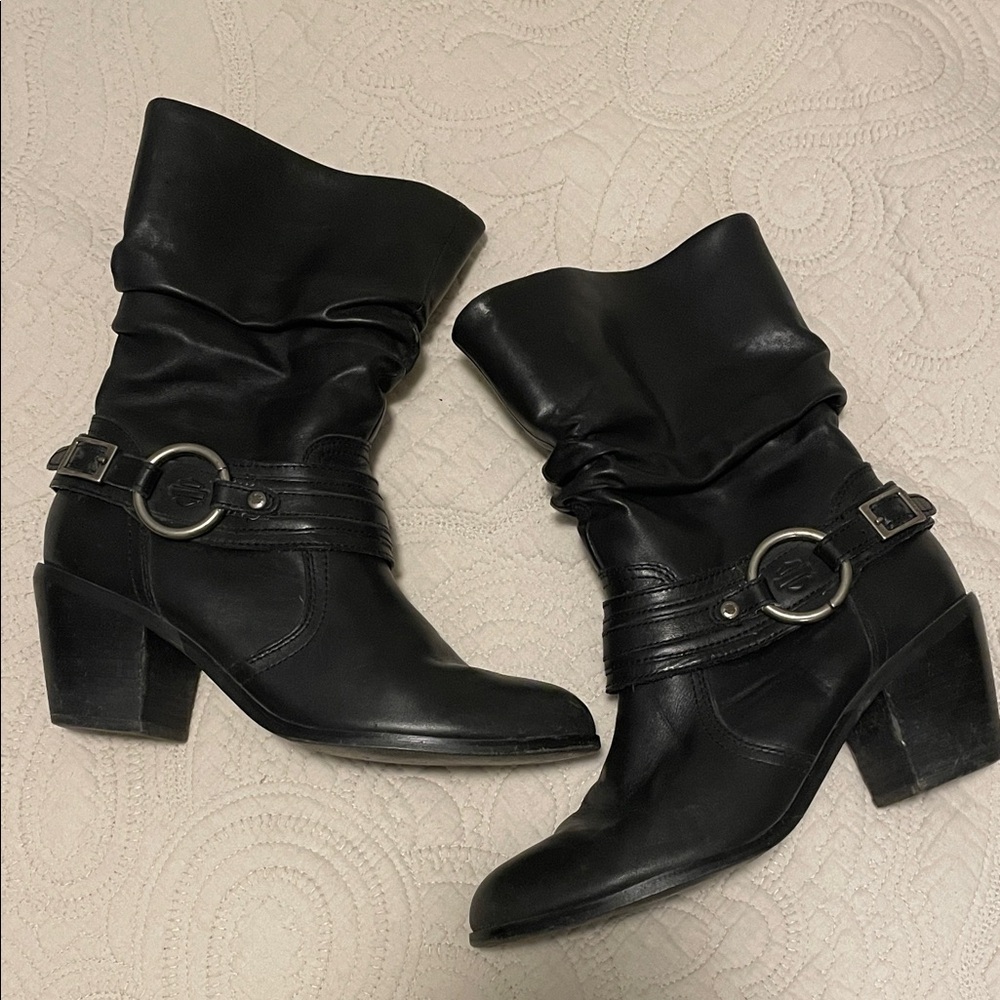 Black Leather Women's Harley Davidson Boots